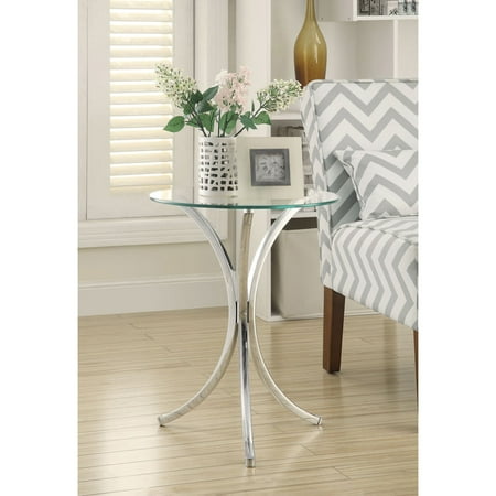 Coaster Home Furniture - Coaster Furniture Chrome Glass Top Snack Table
