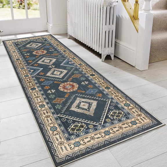 Boho 4 Piece Kitchen Rug Set with Floral Runner Non Slip Washable Farmhouse Kitchen Mats Soft High Pile Carpet for Kitchen Floor Sink, Hallway Laundry