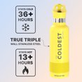 thumbnail image 3 of Coldest Sports Water Bottle - Straw Lid Bottle with Handle Leak Proof, Vacuum Insulated Stainless Steel, Double Walled, Thermo Mug, Tumbler (21 oz, Solar Yellow), 3 of 9
