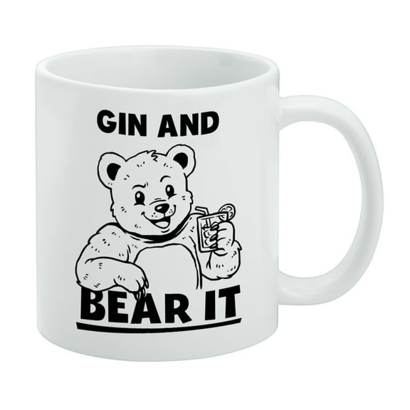 Gin Grin and Bear It Funny Humor White Mug