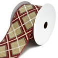 thumbnail image 1 of Plaid Diagonal Glitter Criss Cross Wired Christmas Ribbon, 2-1/2-Inch, 10-Yard, 1 of 1