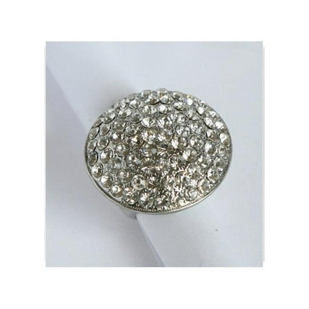 Zirconmania Silvertone Clear Crystal Pave Oversized Stretch Ring