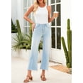 thumbnail image 3 of DOKOTOO Women's High Waisted Jeans Stretchy Comfort Fit Flared & Straight Leg Trendy Raw Hem Loose Fit 90s Retro (Plus Size Available), 3 of 12