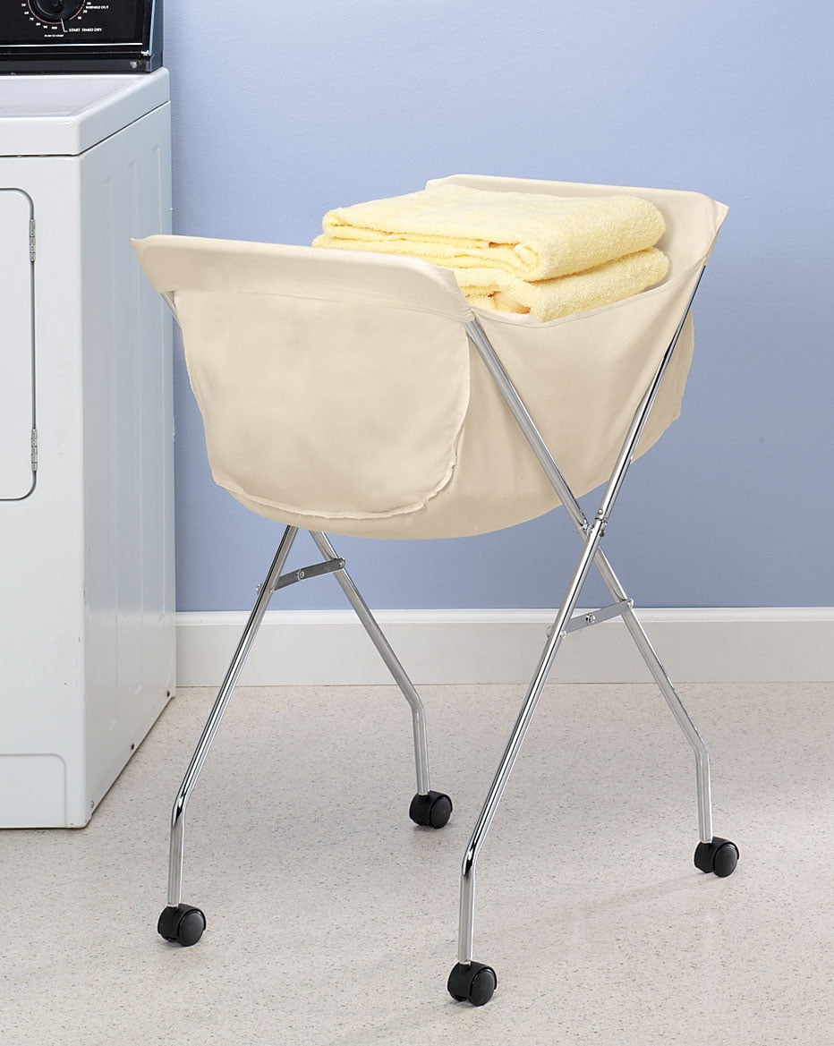 Photo 1 of EasyComforts Metal Frame Laundry Cart With Wheels, White