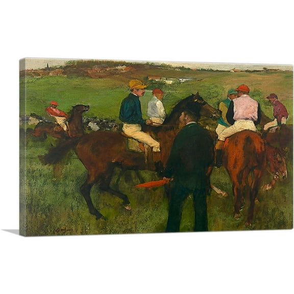 ARTCANVAS Racehorses - Out of the Paddock 1878 Canvas Art Print by Edgar Degas - Size: 26" x 18" (0.75" Deep)