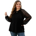 thumbnail image 4 of JWD Plus Size Tops For Women Lace Sleeve Blouse Waffle Knit Long Sleeve Shirts Black-2X, 4 of 7