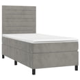 thumbnail image 4 of vidaXL Box Spring Bed with Mattress&LED Light Gray 39.4"x79.9" Twin XL Velvet, 4 of 6