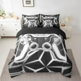 thumbnail image 2 of Erosebridal Video Game Bed in a Bag King size,Grey Neon Bedding King Size,Geometric Honeycomb Bed Set,Lightweight Gamepads Bedroom Decorative,Reversible,7 Pieces, 2 of 6