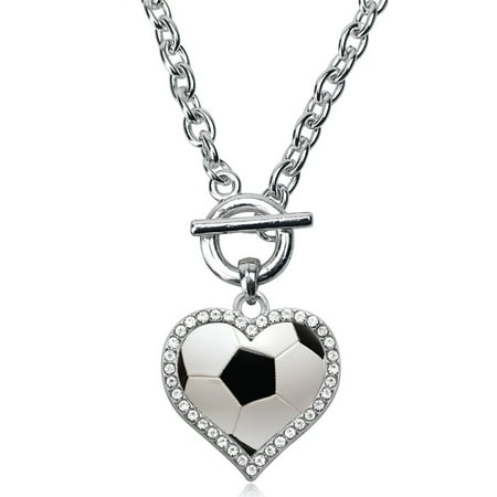 - Soccer Ball Open Heart Toggle Necklace