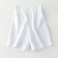 thumbnail image 2 of RYRJJ Womens Bermuda Shorts Linen Casual High Waist Wide Leg Shorts Knee Length Summer Shorts with Pockets(White,3XL), 2 of 8