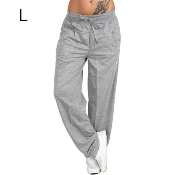 Pantalones Pantalones deportivos sueltos Pierna recta Casual Mujer Pantalones deportivos, Gris claro, L