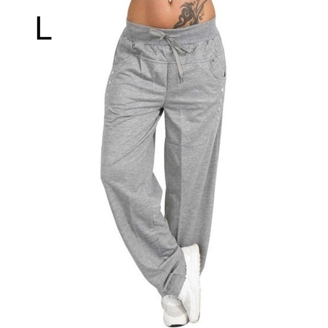 Pantalones Pantalones deportivos sueltos Pierna recta Casual Mujer Pantalones deportivos, Gris claro, L seitruly AP002164-03