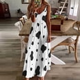 thumbnail image 4 of Black Spots Sleeveless Suspender Dress Summer Fashion Casual Long Dress, 4 of 9