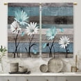 thumbnail image 6 of Blue Farmhouse Daisy Kitchen Curtains Wooden Flower Small Short Cafe Window Curtains Rustic Floral Butterfly Country Barn Plank Bathroom Drapes Treatment Tier Curtains 2 Panels (27.5x39 Inch), 6 of 6