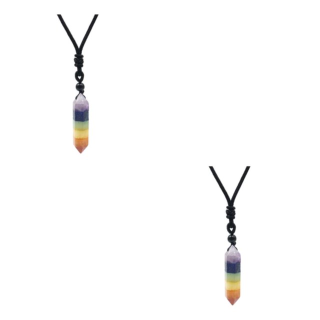 Xinxinyy 1/2/3/5 Adjustable Clear Quartz Crystal Necklace Balance And Renewal Handmade Colorful Crystal 2PCS