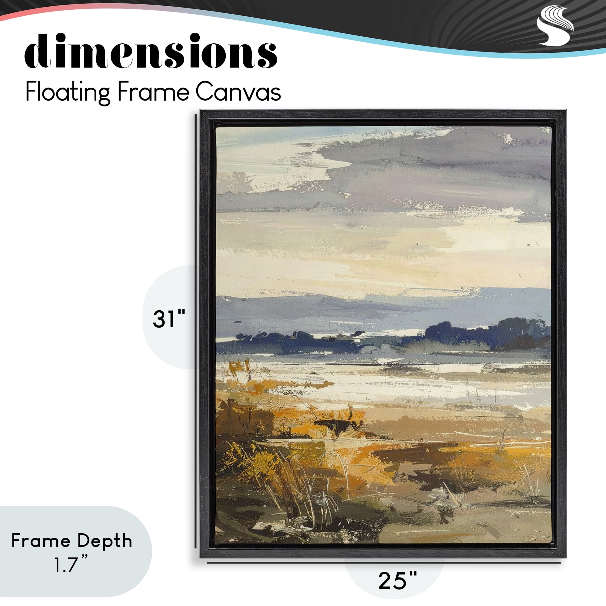 Stupell Industries Distant Horizon Abstract Black Framed Floater Canvas Wall Art, design by Alonza Saunders