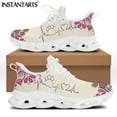 thumbnail image 1 of Zapatillas deportivas ligeras con plataforma y cordones para mujer, con estampado de huella de perro y latidos bohemios, de malla, 1 of 6