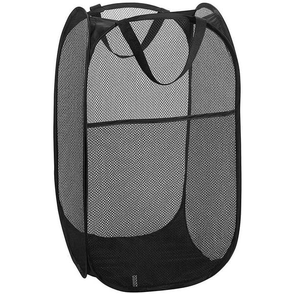 Pop-up laundry basket, 36x36x60cm net Foldable laundry bin with handles large Foldable laundry box large for toy clothes, black