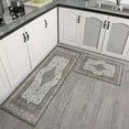 thumbnail image 3 of Farmhouse Brown Boho Rugs and Mats Non Skid Washable Absorbent Microfiber Soft Kitchen Mat for Floor Set Of 2 Decor Stain Resistant 17"x47"+17"x30", 3 of 7
