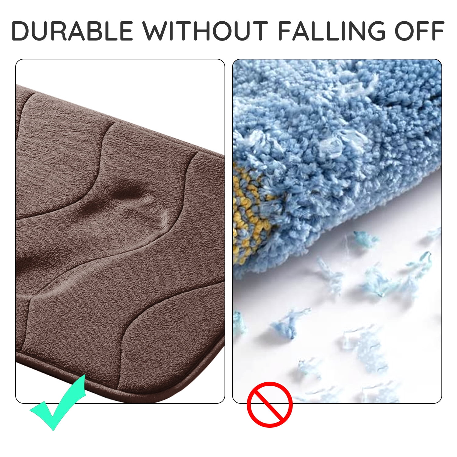 Astarin Quick Dry Bath Waved Brown Memory Foam Bath Rug, 24" x 36", Non-Slip Backing