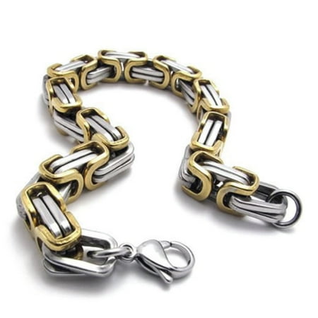 BodyJ4You Stainless Steel Link Box Mens Bracelet Two-tone Bracelet 8