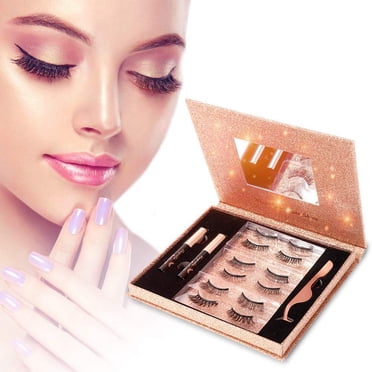 3 5 7pairs Magnetic Eyelashes False Lashes Repeated Use Eyelashes Waterproof Liquid Eyeliner With Tweezer Makeup Set