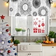 thumbnail image 5 of Geometric Black Curtain Valances for Windows, Kitchen Valance Window Treatments Panel 2 Pack, Abstract Grey White Boho Circle Dot Rod Pocket Short Curtains for Bathroom Bedroom 60 x 18 Inch, 5 of 8