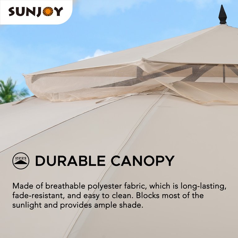 Sunjoy Outdoor Patio Black Steel Frame 11 ft. x 13 ft. 2