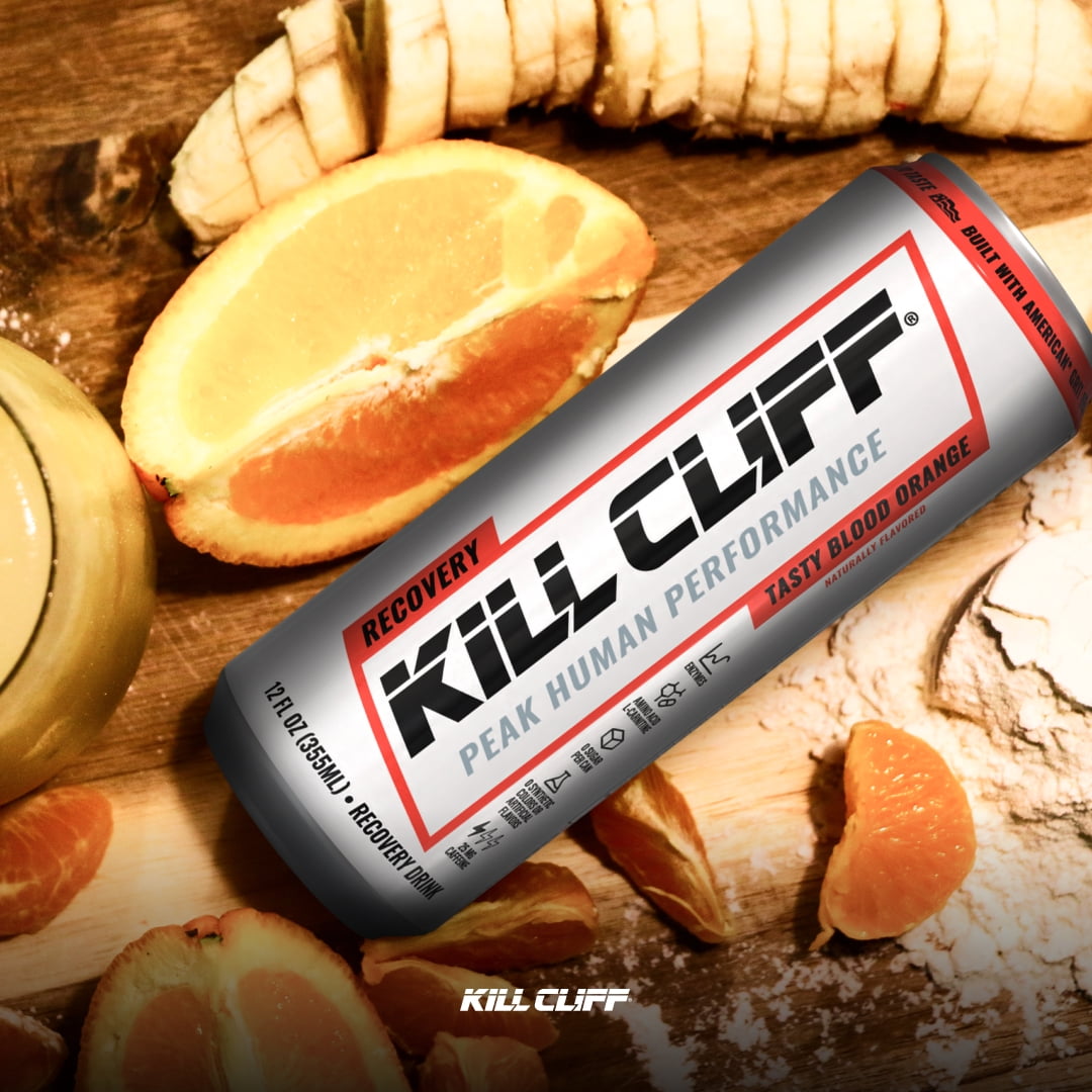 Kill Cliff Recovery Energy Drink- Tasty Blood Orange. Sugar & Gluten Free Drinks with Green Tea, Electrolytes and Natural Caffeine for Clean Energy, Hydration & Recovery. Post or Pre Workout, 12 Pack