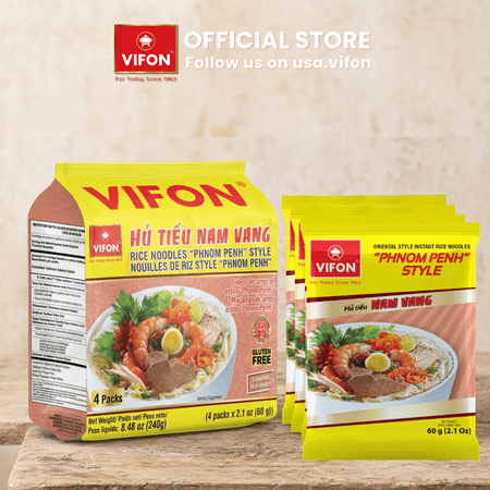 VIFON Phnom Penh Style Rice Noodle Soup (Hu Tieu Nam Vang) 4-Packs 2.12 oz Each