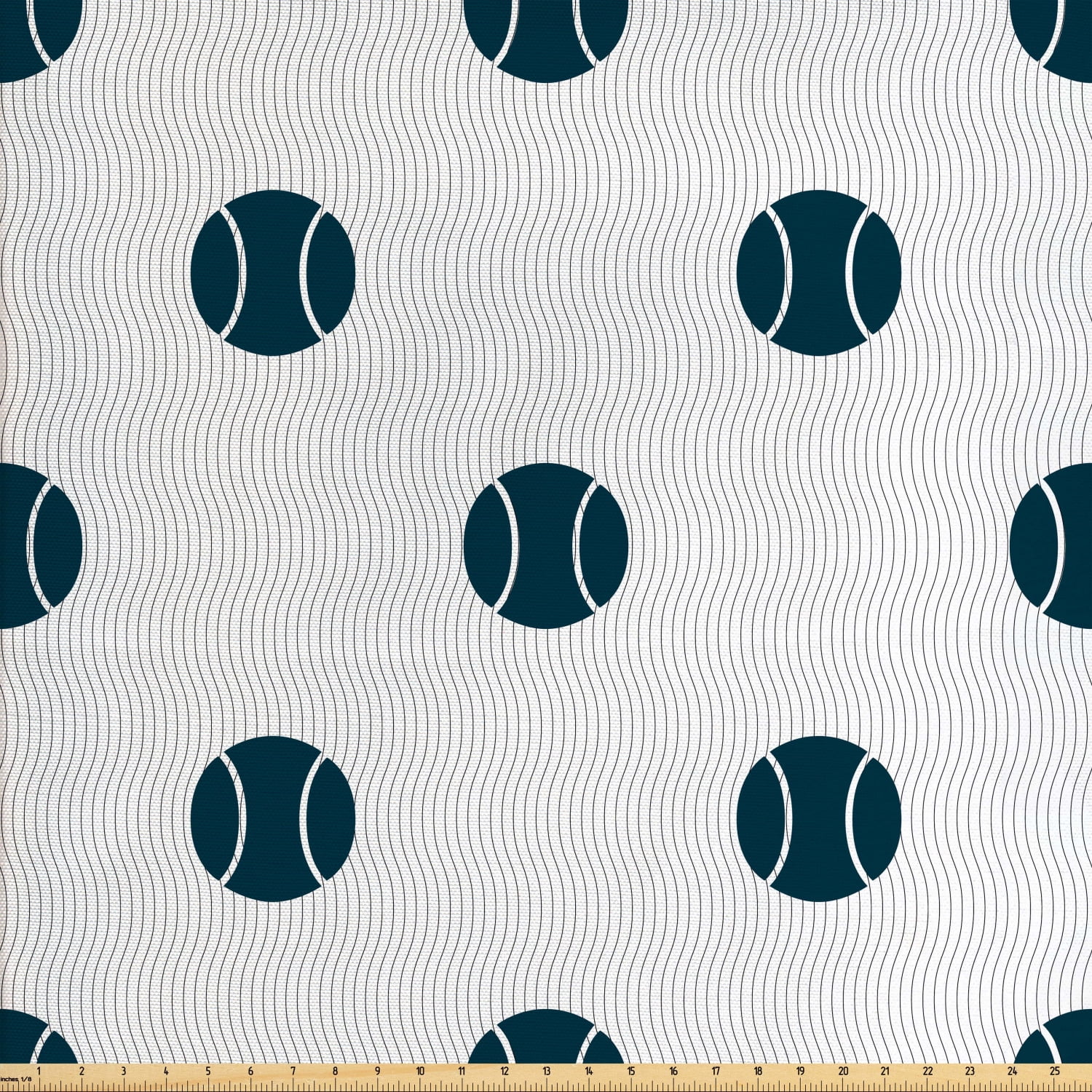 Baseball Fabric by The Yard, Geometric Wavy Lines in Vertical Alignment