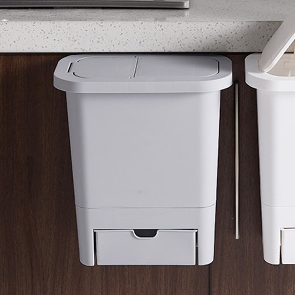 Hanging Trash Can Small Kitchen Garbage Can Waste Bin with Lid for ...