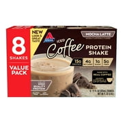 Atkins Protein Shake, Mocha Latte, Keto Friendly, Made with Real Coffee, 8 Count (Ready to Drink)