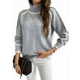 thumbnail image 2 of Fall Sweaters for Women Trendy Cute Cozy - Long Sleeve Colorblock Knitted Pullover Tops Grey M, 2 of 8