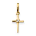 thumbnail image 1 of 14k Or Jaune Zircone Cubique Cz Enfants Croix Collier Pendentif Religieux, 1 of 7