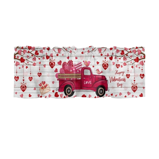 Valentine's Day Printed Kitchen Curtain Fabric Decorative Window for Bedroom and Home
