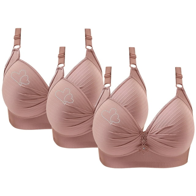 Bras for Women, 3PCS Womans Printing Gathered Together Large Size Daily Bra Underwear No Rims