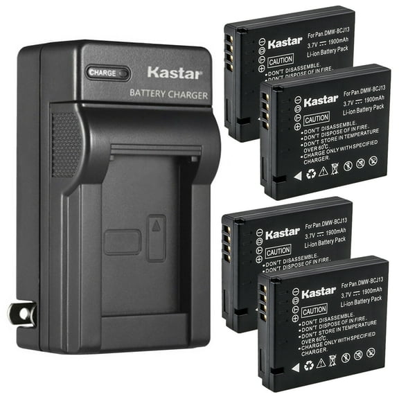 Kastar 4-Pack Battery and AC Wall Charger Replacement for Panasonic DMW-BCJ13 DMW-BCJ13E DMW-BCJ13PP Battery Panasonic DE-A81 DE-A81B, DE-A82 DE-A82B Charger Panasonic Lumix DMC-LX5, DMC-LX6, DMC-LX7