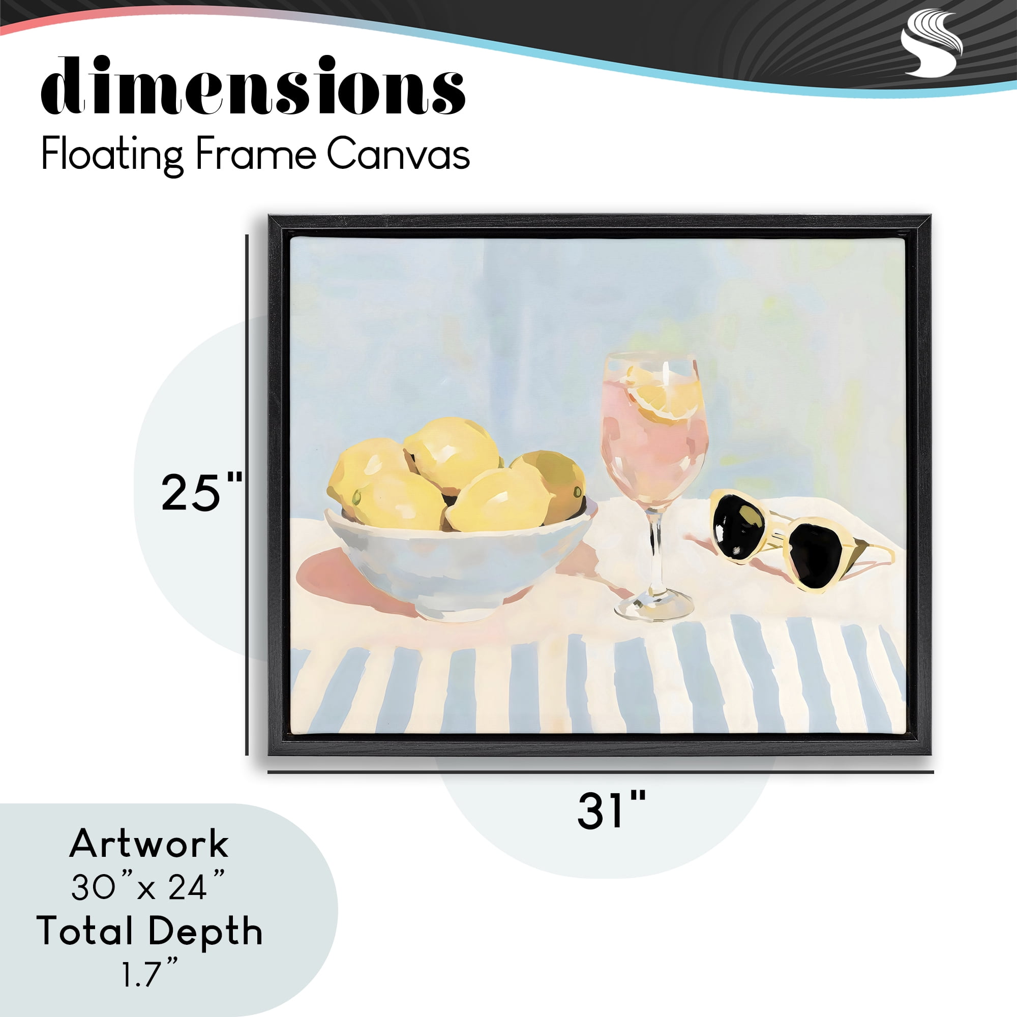 Stupell Industries Aperol & Summer Lemons Black Framed Floater Canvas Wall Art, design by Sisi and Seb