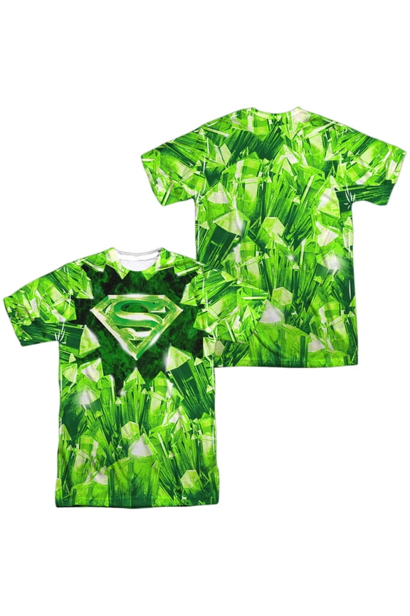 Superman Kryptonite Shield Unisex Adult Sublimated Costume T Shirt (Front/Back), Medium Multicolor