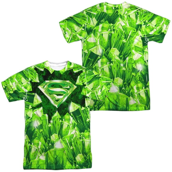 Superman Kryptonite Shield Unisex Adult Sublimated Costume T Shirt (Front/Back), Medium Multicolor