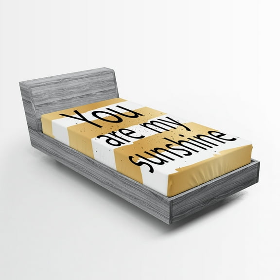 Ambesonne Brown Fitted Sheet, Love Romance White Ombre, Twin XL Size, Black Yellow