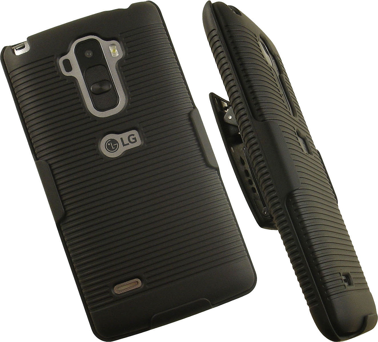Case With Clip For Lg G Stylo Nakedcellphone Black Ribbed Hard Shell Cover Belt Hip Holster Holder Stand For Lg G Stylo Ls770 Ms631 Lg G Vista 2 H740 Lg G4 Stylus