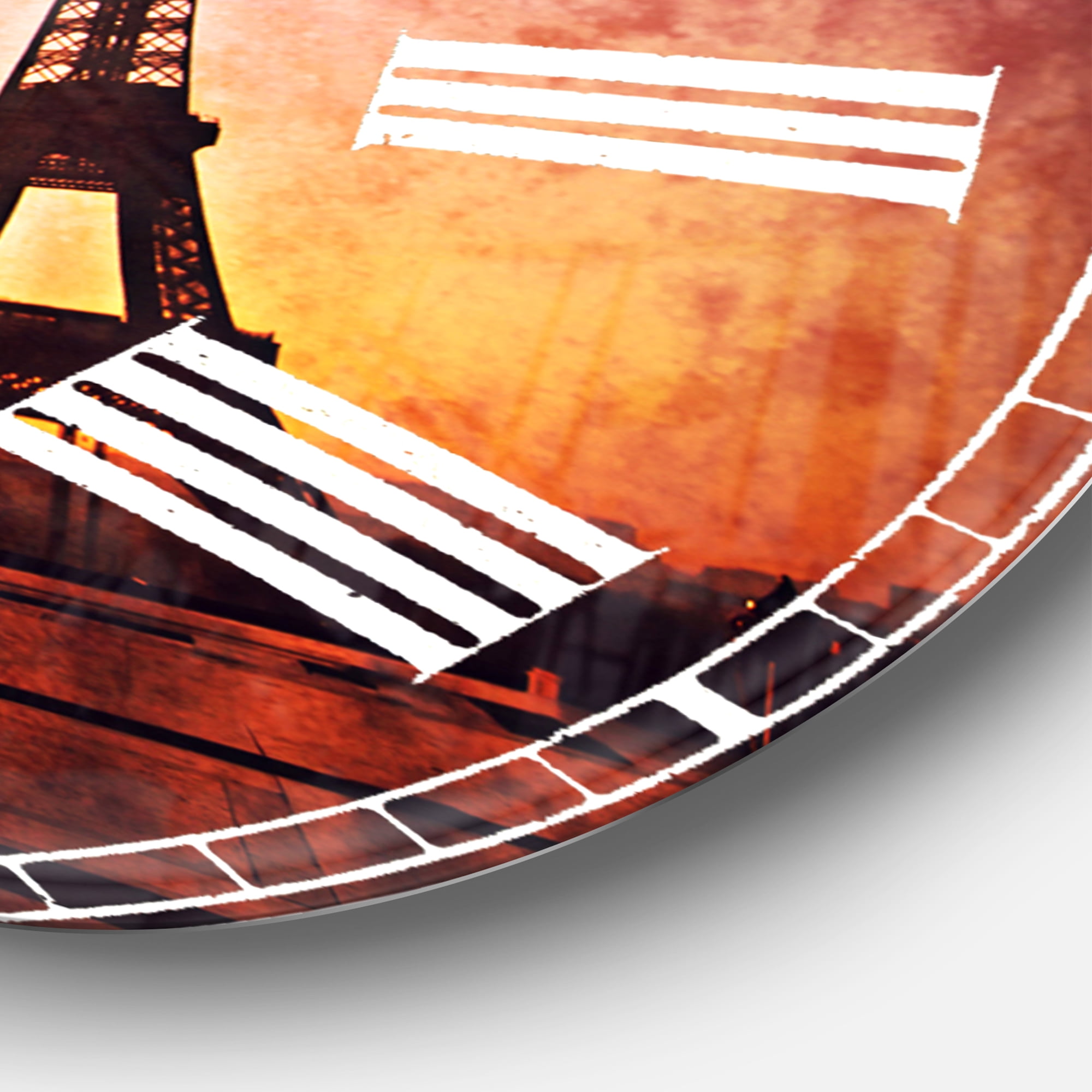 Designart 'Eiffel with Kissing Couple' French Country wall clock