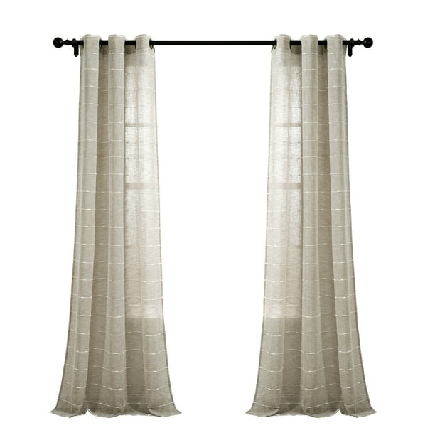 Lush Decor Farmhouse Textured Grommet Sheer Window Curtain Panels
