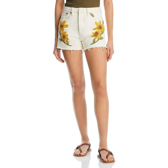 [BLANKNYC] Womens Embroidered High Rise Denim Shorts