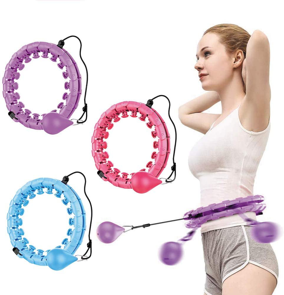 Intelligent Counting Auto-Spinning Hoop Exercise Weighted Hula Hoop Adjustable Waist Slimming Fitness Waist Training Detachable and Size Adjustable Design Fat Burning Healthy Model Sports Life 