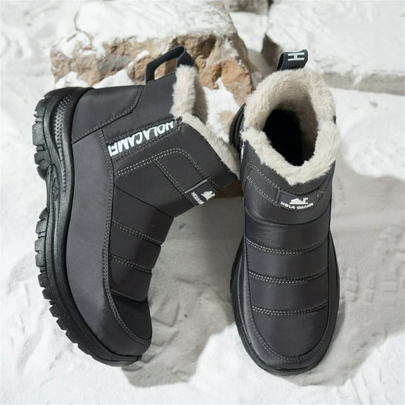 LIJCC Women's Winter Snow Boots Fur Lined Warm Ankle Boots Zipper Closure Waterproof Outdoor Boots Waterproof Insulated Mid-Calf Booties Shoes for Outdoor