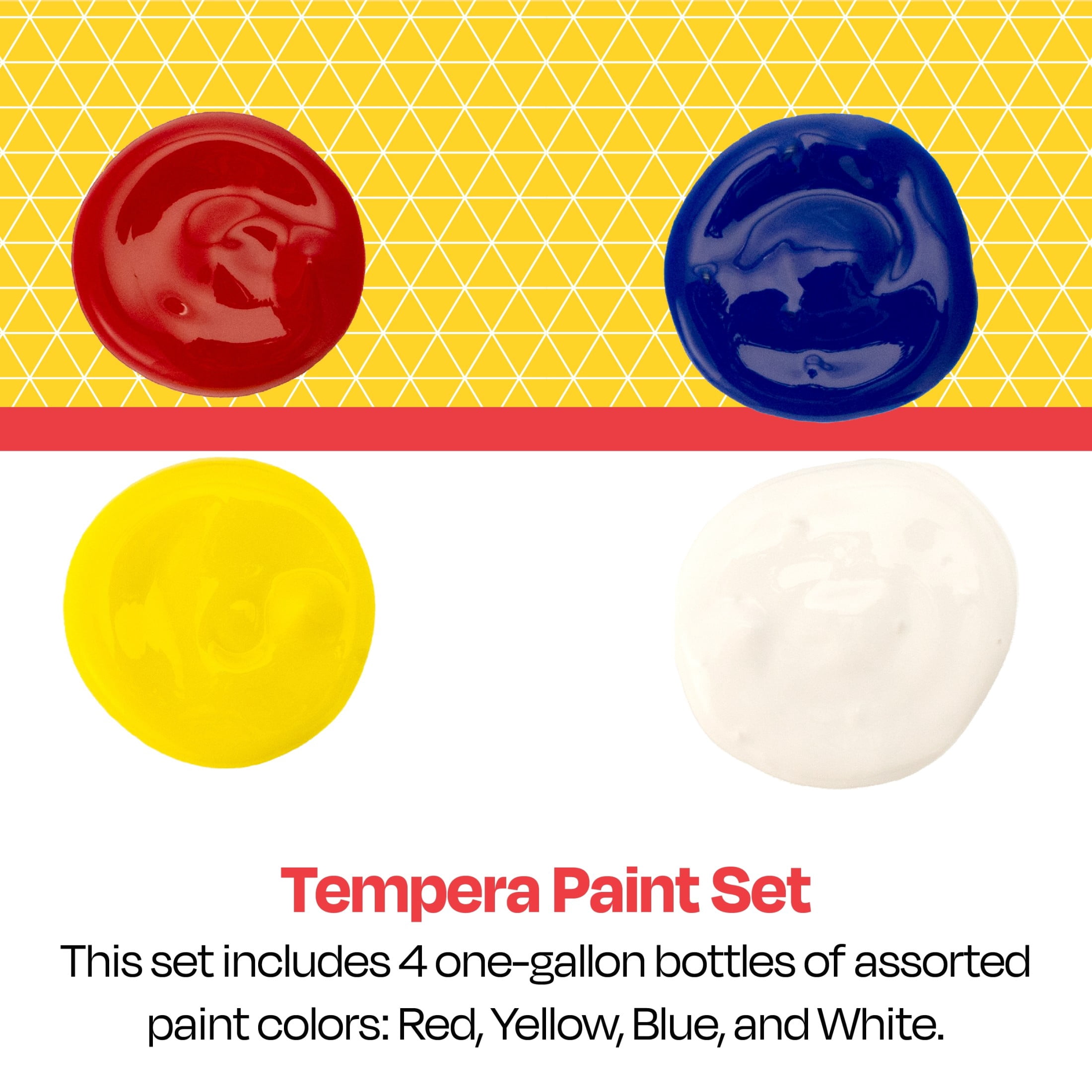 Tempera Paints, Assorted Colors, Gallon Set of 4