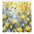 thumbnail image 2 of Ambesonne Yellow Shower Curtain, Nostalgia Feel Tulips Leaves, 69"Wx70"L, Purpleblue Mustard Grey, 2 of 4